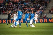 Momentka zo zápasu Slovensko - Luxembursko v kvalifikácii na MS vo futbale 2026. 