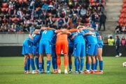 Slovenskí futbalisti pred zápasom proti Luxembursku.