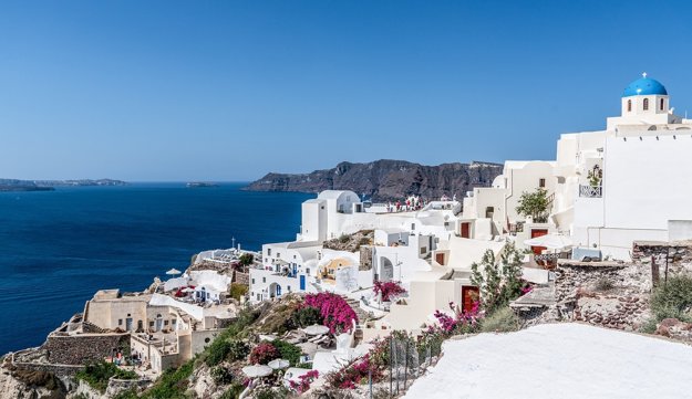 Výhľady z mesta Oia na ostrove Santorini