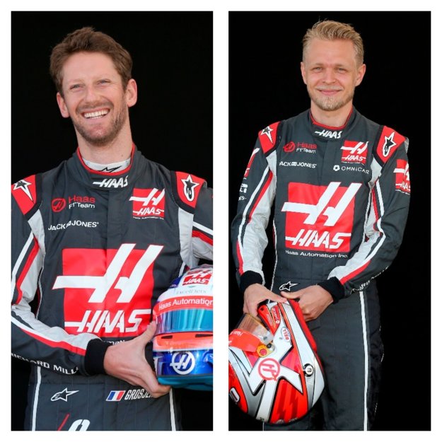 Francúz Romain Grosjean (vľavo) a Dán Kevin Magnussen.