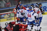 Momentka zo zápasu Rakúsko - Slovensko v príprave na MS v hokeji 2019.