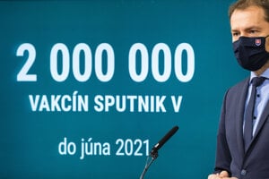 Predseda vlády SR Igor Matovič (OĽaNO) počas tlačovej konferencie na tému Sputnik V.