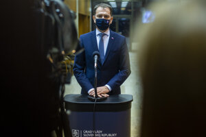 Premiér Igor Matovič počas tlačovej konferencie.