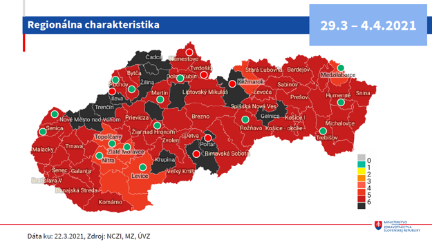 Mapa Slovenska od 29.3. 2021.
