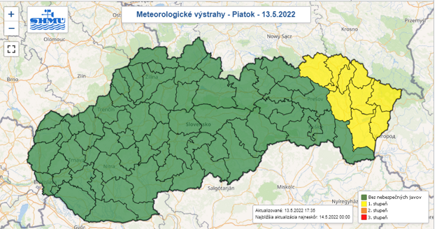Meteorologické výstrahy - okresy.