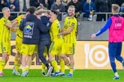 Radosť futbalistov Košíc z víťazstva.