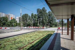 Zastávka Zrkadlový háj, križovatka s cestou Romanova.
