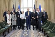 Maroš Šefčovič a Ursula von der Leyenová po rokovaní s Donaldom Trumpom.