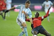 Miloš Lačný v zápase Slovan Bratislava - Paríž St. Germain.