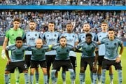 Zostava Slovana pred začiatkom stretnutia 2. predkola LM ŠK Slovan Bratislava - HŠK Zrinjski Mostar.