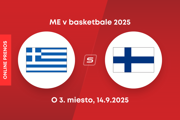 Grécko - Fínsko: ONLINE prenos zo zápasu o 3. miesto ME v basketbale 2025. 