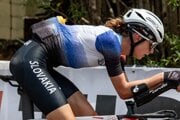 Slovenská cyklistka Viktória Chladoňová počas MS v Rwande 2025. 