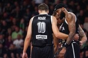 Porada hráčov BC Prievidza počas odvetného kvalifikačného zápasu Európskeho pohára FIBA (EP FIBA) medzi BC Prievidza - KK Cibona Záhreb.