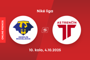 MFK Zemplín Michalovce - AS Trenčín: ONLINE prenos zo zápasu 10. kola Niké ligy