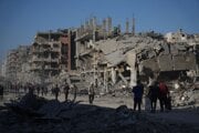 Zničená ulica al-Džalá v Gaza City