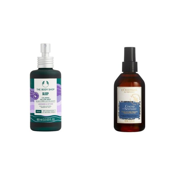 Relaxačné spreje na vankúš privodia pohodu pri spaní a môžu byť darčekom pod stromček. (zdroj: The Body Shop/L'Occitane en Provence)