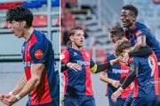 O dve pekné gólové trefy sa postarali Martin Macák (vľavo) a Filip Balaj (v klbku radosti). 