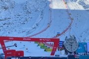Lyžiarske stredisko Sölden počas obrovského slalomu žien 2023. 