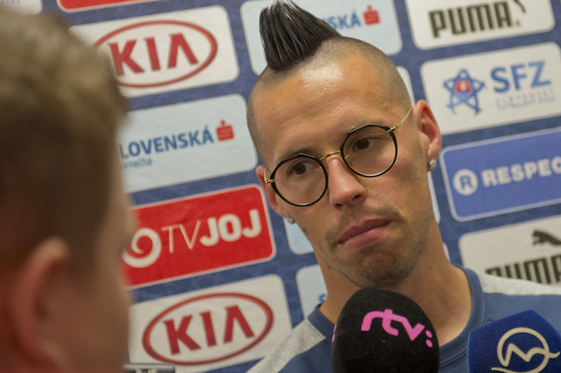 Marek Hamšík na zraze slovenskej futbalovej reprezentácie.