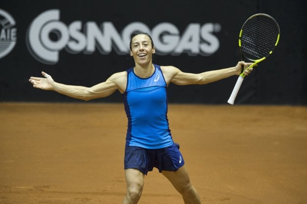 Francesca Schiavoneová sa teší z víťazstva.
