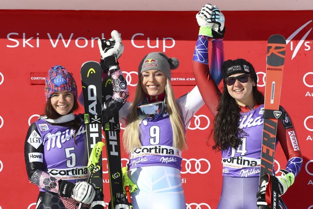 Zľava Tina Weiratherová, Lindsey Vonnová a Jacqueline Wilesová.