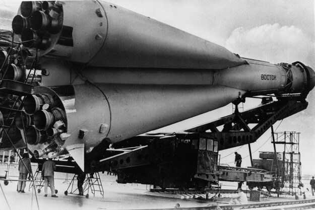 Raketa Vostok 1, ktorá vyniesla Jurija Gagarina do vesmíru.