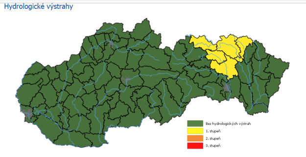 Hydrologické výstrahy vyhlásili pre viaceré okresy (18.30 hod)