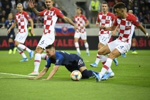 Róbert Mak v zápase Slovensko - Chorvátsko v kvalifikácii na EURO 2020.