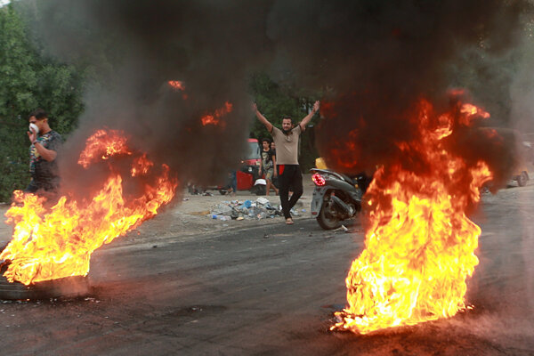 Protivládne protesty v Bagdade 6. októbra 2019.