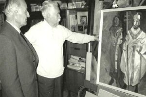 Scény vyobrazení vitráží vyberal Vincent Hložník s Mons. Ľudovítom  Balážim. Mons. Baláži stavbu kostola v Zborove nad Bystricou inicioval aj zabezpečoval.