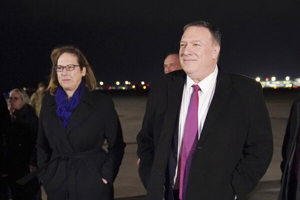 Mike Pompeo po prílete na Ukrajinu.