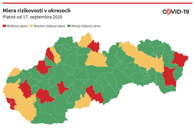 Mapa rizikových okresov.