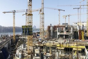 Výstavba projektu Eurovea 2, v Bratislave 4. marca 2021. 