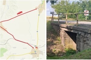 Obchádzková trasa, doprava bude z obce Horný Pial vedená cez Iňu.