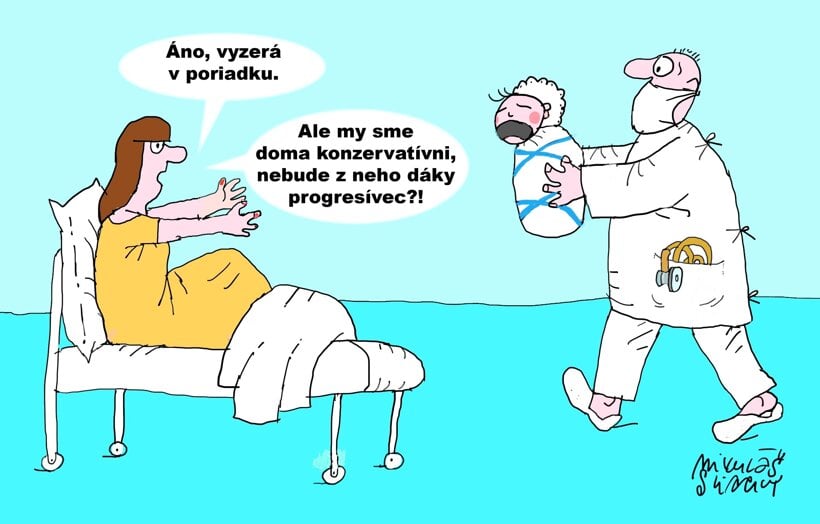 Karikatúra dňa: V pôrodnici 7. augusta