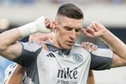 Na snímke hráč Slovana Danylo Ignatenko sa raduje z gólu v zápase 4. kola futbalovej Niké ligy medzi ŠK Slovan Bratislava - MFK Skalica 16. augusta 2025 v Bratislave.