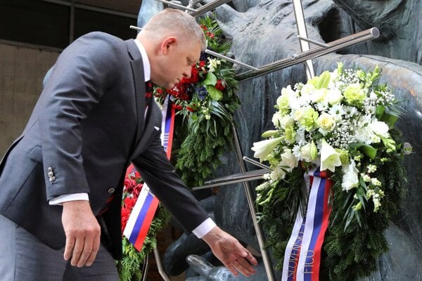 Premiér Robert Fico počas osláv 81. výročia SNP v Banskej Bystrici.