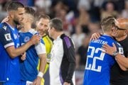 Radosť slovenských futbalistov po víťazstve 2:0 nad Nemeckom.