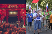 Zábez z mesta Hefei v Číne a odporcovia baterkárne pred mestským úradom v Šuranoch.