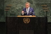 Slovenský prezident Peter Pellegrini počas prejavu na Valnom zhromaždení OSN.