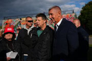Andrej Babiš počas predvolebného mítingu v Prahe.