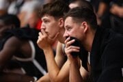 Na snímke v popredí Marek Jašš (Prievidza) počas odvetného kvalifikačného zápasu Európskeho pohára FIBA (EP FIBA) medzi BC Prievidza - KK Cibona Záhreb.