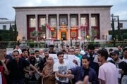 Demonštrácia v marockom meste Rabat, ktorý organizovalo Hnutie GenZ 212. Snímka z 9. októbra. 
