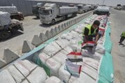 Potraviny na priechode v Rafahu medzi Egyptom a juhom Pásma Gazy.