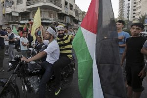 Podporovatelia hnutia Fatah v Palestíne.