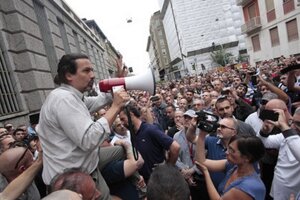 Nedávny protest taxikárov v Miláne.