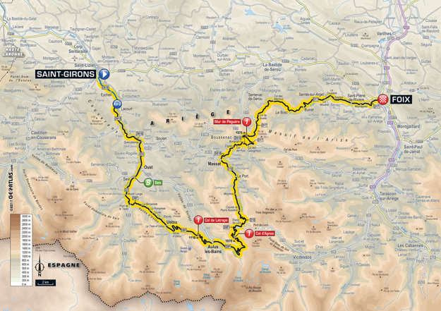 Mapa trinástej etapy Tour de France 2017.