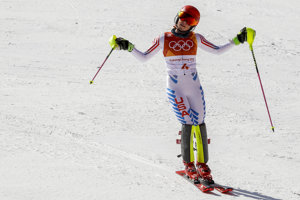 Mikaela Shiffrinová v cieli druhého kola.
