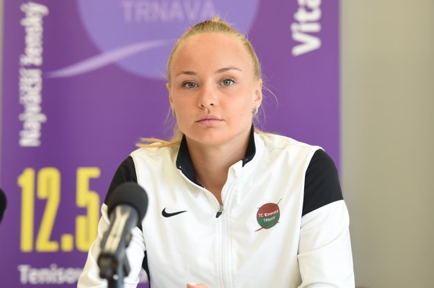 Rebecca Šramková na štvrtkovej tlačovej konferencii.