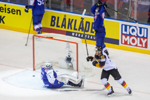 Momentka zo zápasu Slovensko - Nemecko na MS v hokeji 2019.